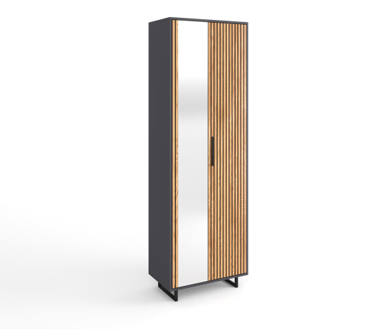 Garderobenschrank >Joe< in Eiche / anthrazit - 70x197x40 (BxHxT)