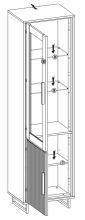 Stauraumvitrine >Joe< in Eiche / anthrazit, Eiche teilmassiv - 54x197x40 (BxHxT)