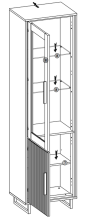Vitrine >Eddie< in Eiche / schwarz, Eiche teilmassiv - 54x197x40cm (BxHxT)