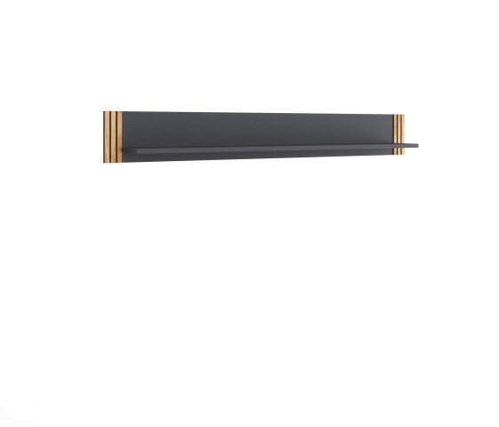 Wandboard >Eddie< in Eiche / schwarz, Eiche teilmassiv - 164x22x20cm (BxHxT)