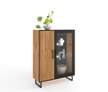 Wohnwand >Eddie< (4-teilig) in Eiche / schwarz - 341x197x40 (BxHxT)