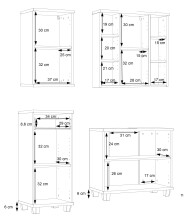 Badezimmer-Set >Aggi< (4-teilig) in Sonom Eiche Dekor / Hochglanz weiss