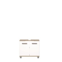 Badezimmer-Set >Aggi< (4-teilig) in Sonom Eiche Dekor / Hochglanz weiss