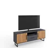 Wohnwand >Joe< (3-teilig) in Eiche / anthrazit - 239x197x40 (BxHxT)