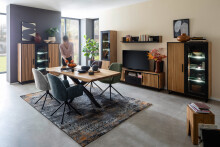 Wohnwand >Eddie< (3-teilig) in Eiche / schwarz - 239x197x40 (BxHxT)