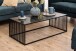 Couchtisch >Strington< in schwarz, Glas, MDF, Stahl - 120x40x60cm (BxHxT)
