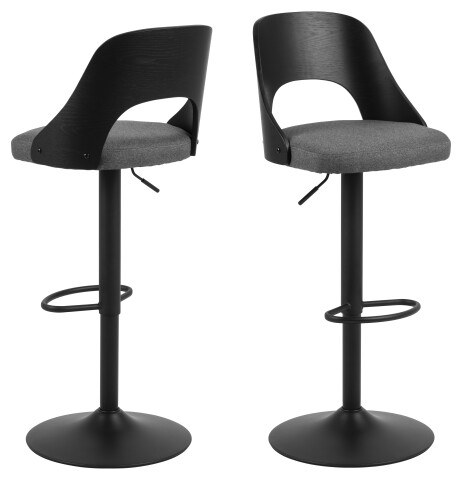 Barhocker >Lucy< (2er-Set) in Grau, Polyester, Stahl - 47x113x50,5cm (BxHxT)