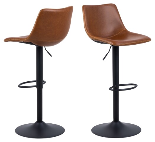 Barhocker >I_Oregon< in cognac, Polyurethan, Stahl - 47x110x51cm (BxHxT)