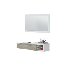 Garderoben-Set >Noon< (2-teilig) in Artik-Weiß/Alaska-Eiche - 95x19x26 (BxHxT)