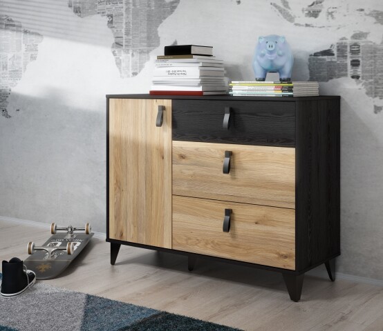 Kommode >LYA< in Mauvella Eiche  / Cabezone Eiche - 108,1x85,5x41,5cm (BxHxT)