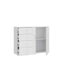 Kommode >SIENNA< in weiß glanz Dekorfolie - 110,1x84,9x34,4cm (BxHxT)