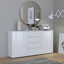 Sideboard >SIENNA< in weißglanz Dekorfolie -...