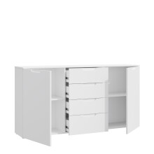 Sideboard >SIENNA< in weißglanz Dekorfolie - 164,8x84,9x34,4cm (BxHxT)
