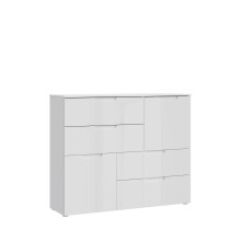 Kommode >SIENNA< in weißglanz Dekorfolie - 115,1x94,5x34,4cm (BxHxT)