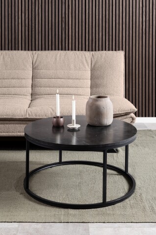 Couchtisch >Spiro< in schwarz, MDF, Stahl - 40x80cm (HxD)