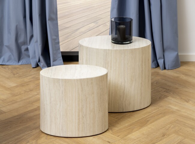 Satztisch >Mice< (2-teilig) in travertin, MDF - 33x40x48cm (BxHxT)