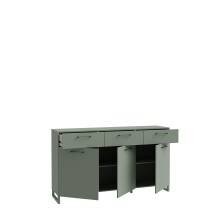 Sideboard >SILBA< in (Salbei grün), 3 Türen, 3 Schubladen - 164,6x93,4x41,1cm (BxHxT)