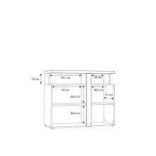 Kommode >TULUZA< in Weiss Glanz / Artisan Eiche Dekor - 103,5x85,9x43,4cm (BxHxT)