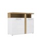 Kommode >TULUZA< in Weiss Glanz / Artisan Eiche Dekor - 103,5x85,9x43,4cm (BxHxT)