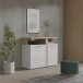 Kommode >TULUZA< in Weiss Glanz / Artisan Eiche Dekor - 103,5x85,9x43,4cm (BxHxT)