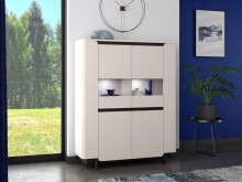 Highboard >VODOL< in sand,schwarz mit 2...