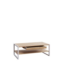 Couchtisch >CHESAPEAKE< in Riviera Eiche Dekor / weiß mit Schublade - 111x40x60cm (B/H/T)