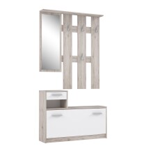 Garderoben-Set >Foxi< (2-teilig) in Weiss/Sandeiche Dekor - 97,5x180x25cm (BxHxT)