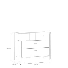 Kommode >HIGH ROCK< in Schwarz/ Riviera Eiche Dekor, 3 Schubladen - 104,8x85,1x40,2 (BxHxT)