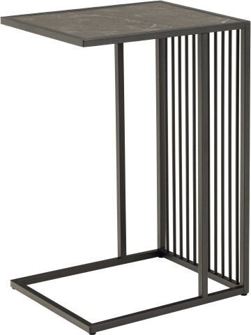 Beistelltisch >Strington< in schwarz, MDF, Stahl - 35x63x43cm (BxHxT)