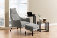 Beistelltisch >Strington< in schwarz, MDF, Stahl - 35x63x43cm (BxHxT)