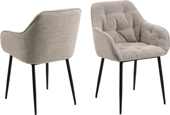 Armlehnstuhl >Brooke< (2er-Set) in Beige, Stoff, Stahl - 58x83x55cm (BxHxT)