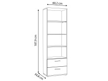 Bücherregal >LUPO< mit 2 Schubladen und 4 Böden in Betonoptik Lichtgrau - 60,2x187,9x34,8cm (BxHxT)