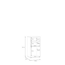 Kommode >QUADRO 2< 2 Schubladen und 1 Tür, in grau / Lamela Eiche Dekor - 48,8x95,1x40cm (B/H/T)