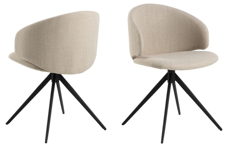 Esszimmerstuhl >Ella< in Beige, Stoff - 53x78x54cm (BxHxT)