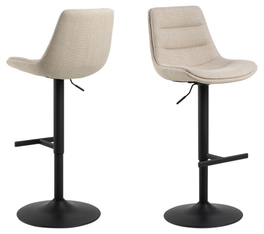 Barhocker >Adisa< (2er-Set) in Beige, Stoff - 47x95x52,5cm (BxHxT)