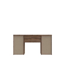 Schreibtisch >NET106< mit 4 Schubladen, in Schwarz/Schlammeiche Dekor - 145x76,3x60cm (BxHxT)