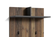 Garderobenpaneel >BEN< mit Ablage und 2 Haken, in Old-Wood-Optik 60 x 136 x 27 cm (BxHxT)