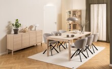 Glasvitrine >Linley< mit 2 Türen, in Eiche weiss, MDF - 80x180x40cm (BxHxT)
