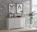 Sideboard >ILOPPA< mit 3 Schubladen und 2 Türen, in Schnee / Nelson Eiche Dekor - 160x92,5x44,3cm (BxHxT)