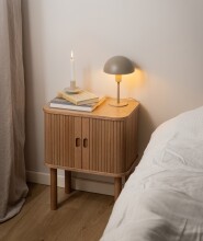 Nachtkommode >Langley< mit Lamellenfront in Eiche furniert, MDF - 45x60x30cm (BxHxT)