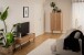 Mehrzweckschrank >Langley< mit Lamellenfront in Eiche furniert, MDF - 80x145x40cm (BxHxT)