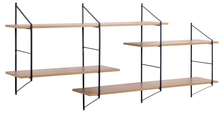Hängeregal >Belfast< in Wildeiche, MDF, Stahl - 191x79x25,5cm (BxHxT)