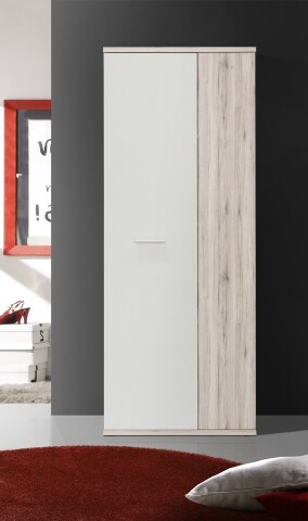 Mehrzweckschrank >NET106< mit Inneneinteilung, in Sandeiche Dekor / Weiss - 68,9x179,1x34,8cm (BxHxT)