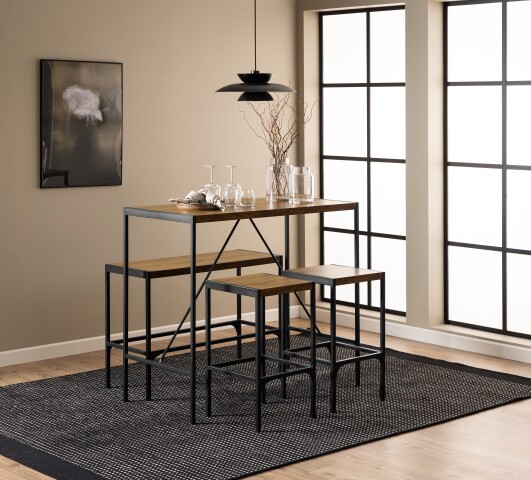 Bargruppe >Bahamas< (4-teilig) in rustikal Eiche; schwarz - 120x105x60 (BxHxT)
