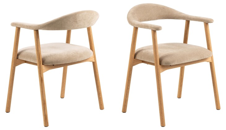 Holzstuhl >Addi< (2er-Set) in Beige, Polyester, Massivholz - 56x75,5x54 (BxHxT)