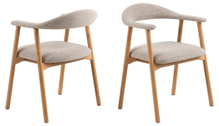 Holzstuhl >Addi< (2er-Set) in Beige, Stoff, Massivholz - 56x75,5x54cm (BxHxT)