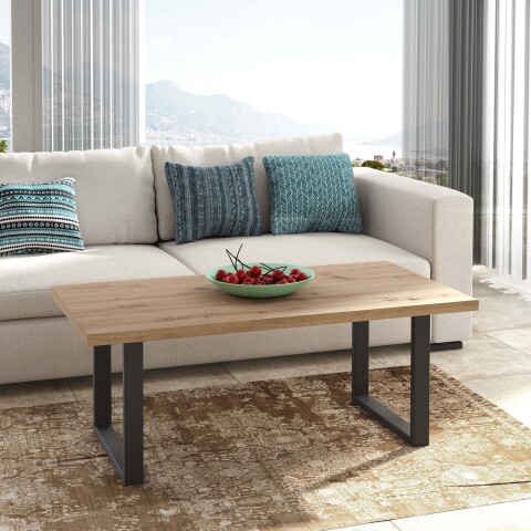 Couchtisch >Coffee Tables< in Artisan Eiche Dekor, U-Gestell Metall schwarz - 110x45x60cm (BxHxT)