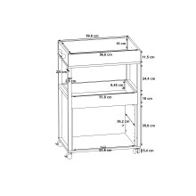 Servierwagen >Home Bar< auf Rollen, in Old-Wood Vintage Dekor / Betonoptik - 60x88,5x40cm (B/H/T)