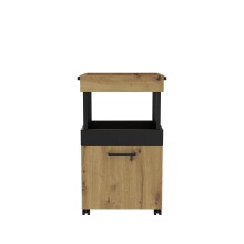 Servierwagen >Home Bar< auf Rollen, in Artisan Eiche Dekor / Schwarz - 50,2x88,5x41cm (BxHxT)
