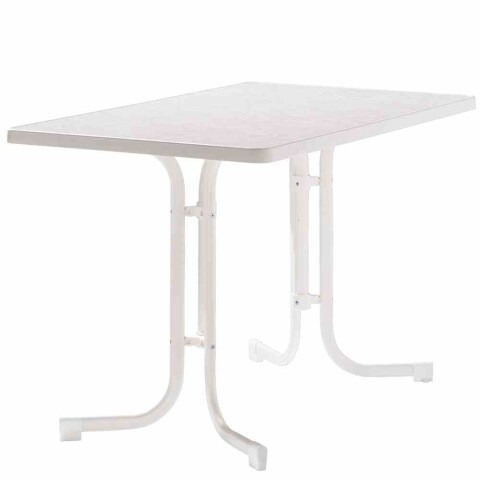 Gartentisch >133/< in weiß, Mecalit®-Pro, Stahl - 115x72x70cm (BxHxT)